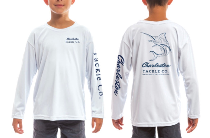 Charleston Tackle Co Long Sleeve PFG SPF Fishing Shirt- Mens- Arctic Blue or White Pink / Large