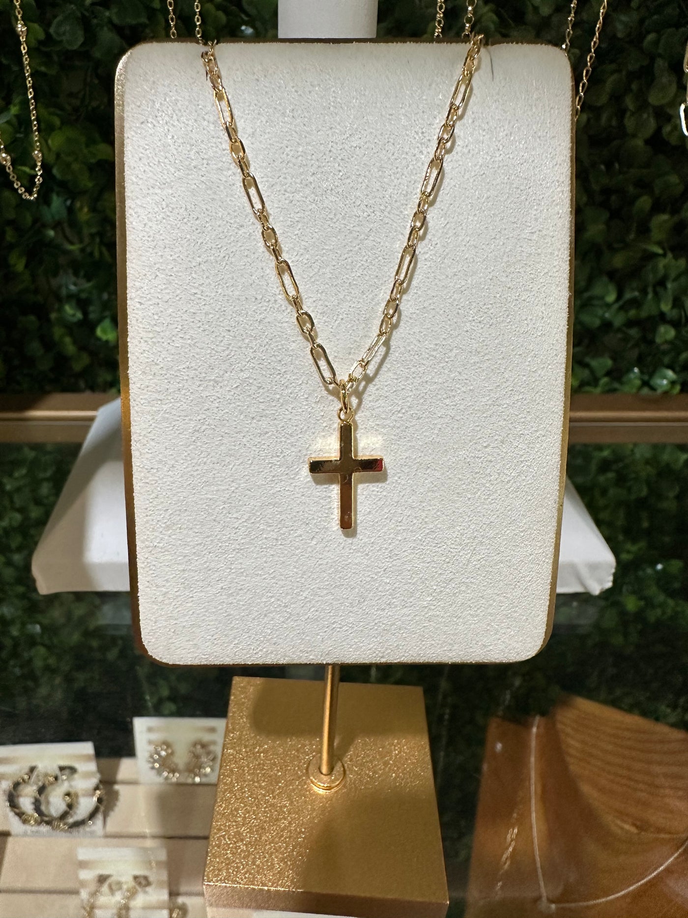 Rosemary with Cross Charm Necklace- 18 inch