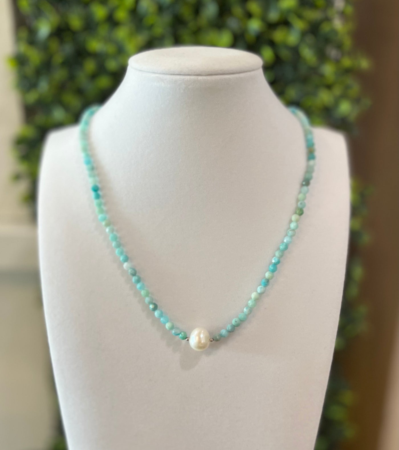 Amazonite and Freshwater Pearl Necklace