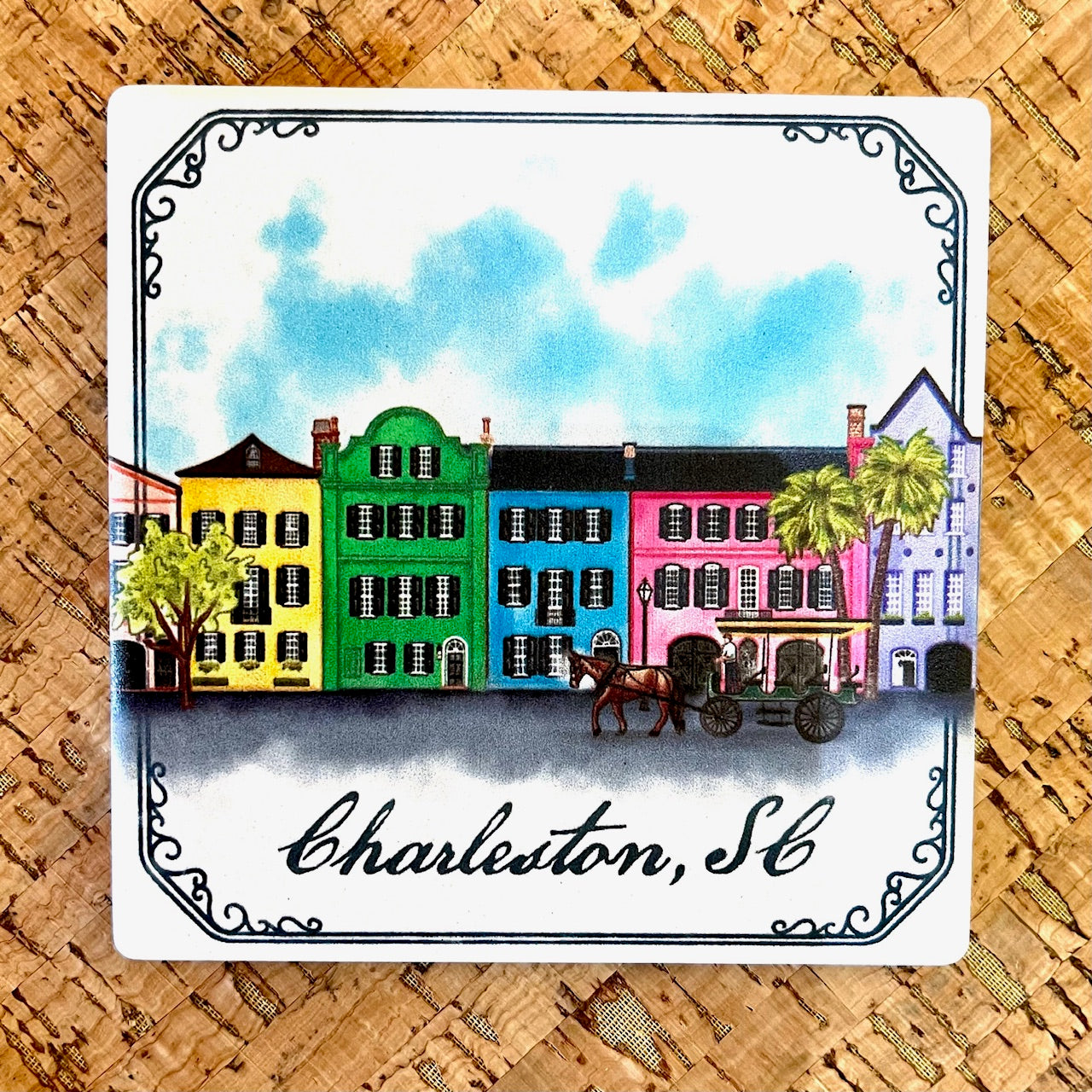 Charleston SC Rainbow Row Coaster