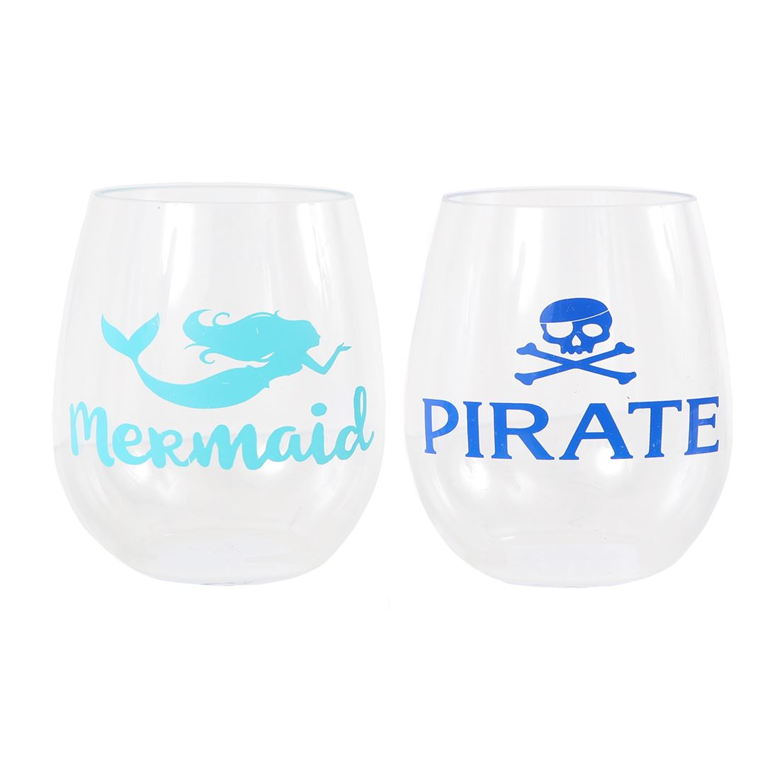 Pirate/Mermaid Stemless Glass Set - Set of 2