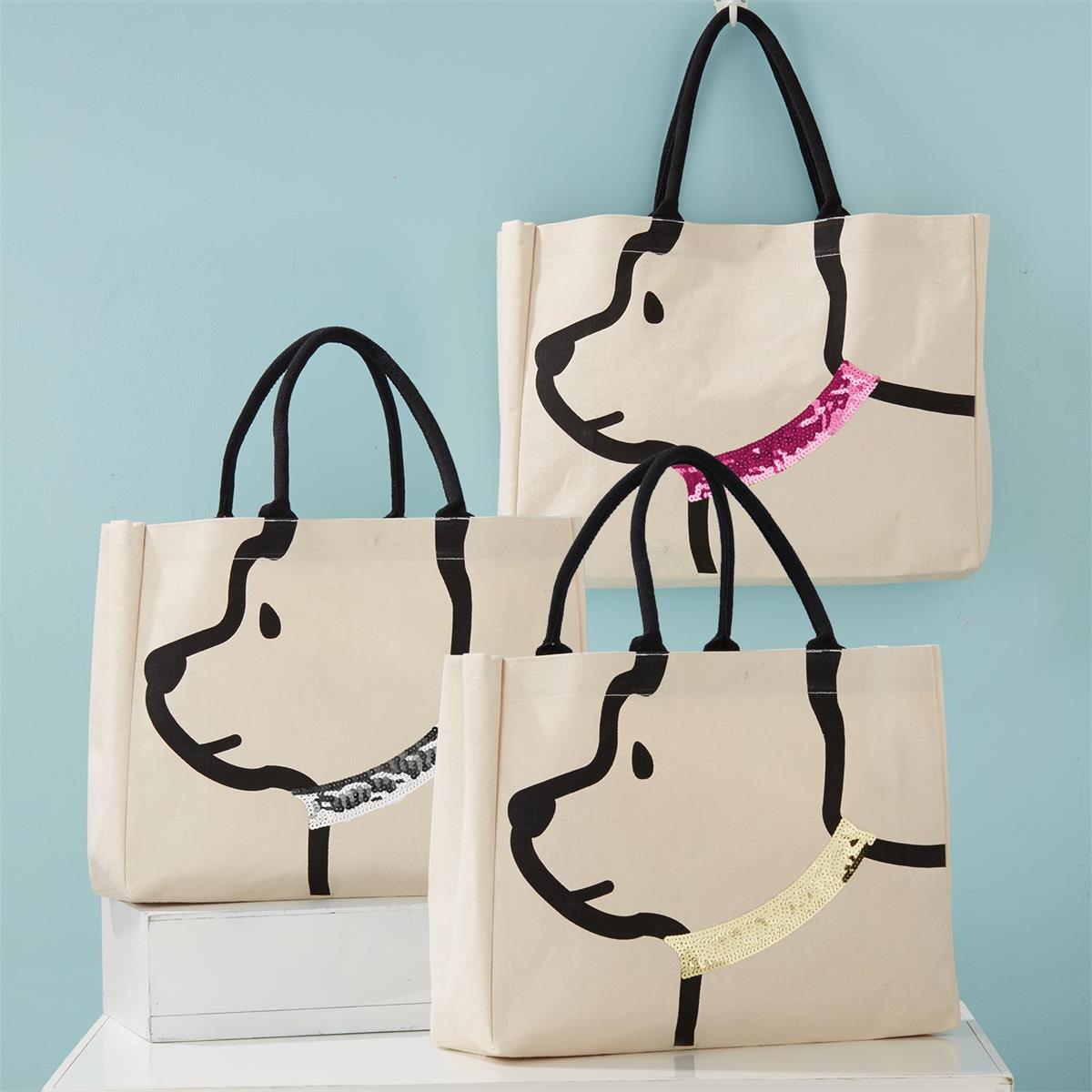 Best Friend Dog with Sequin Collar Tote bag- 3 colors