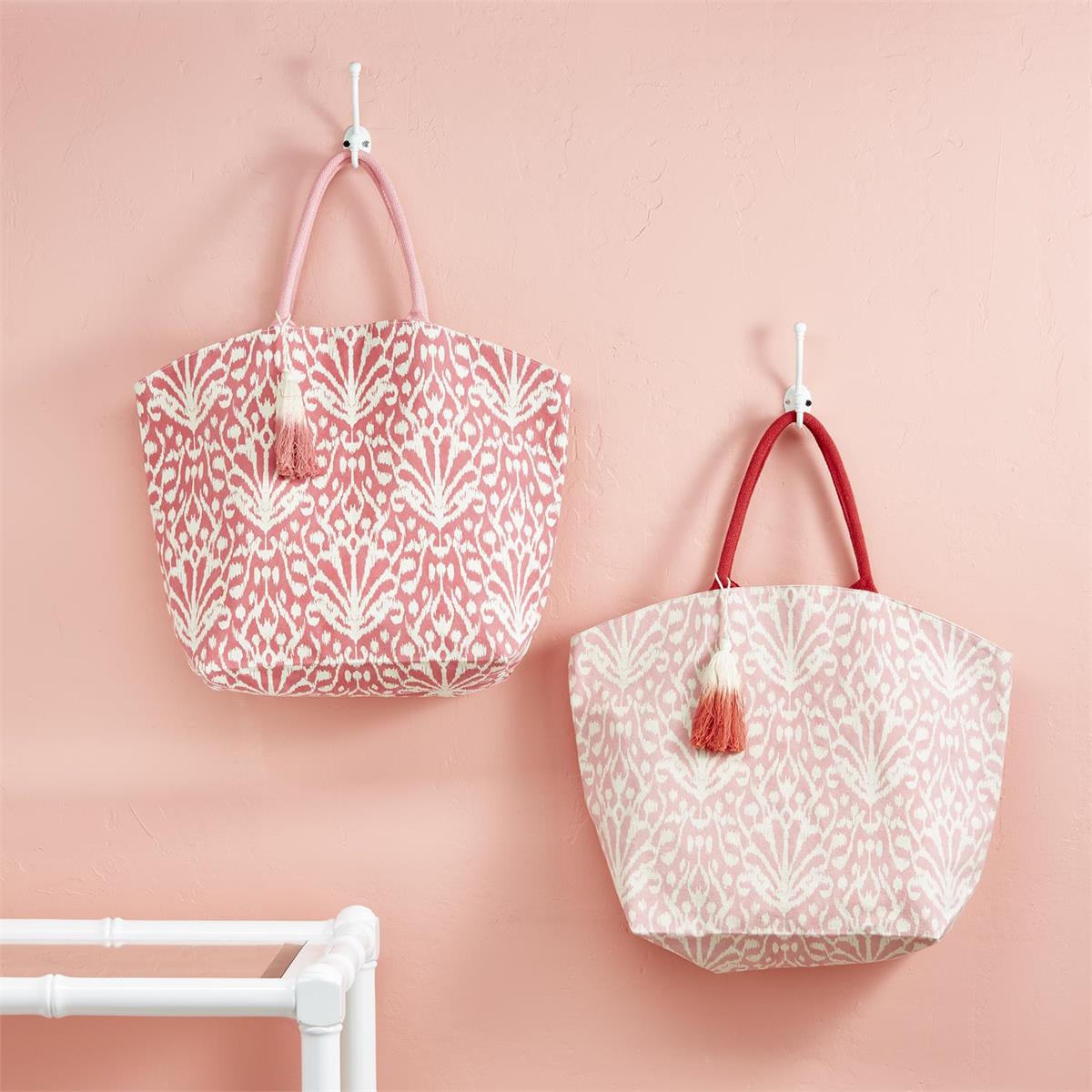 Pink Jute Tote Bag with Tassel- 2 colors