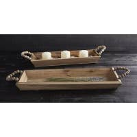 Wooden Tray with Beaded Handlees