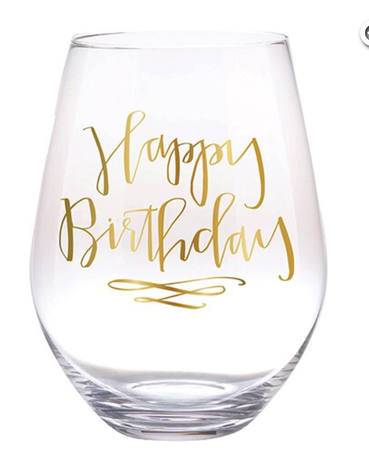 Jumbo Wine Glass with Gold Lettering