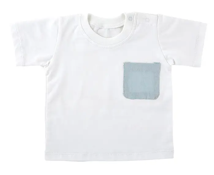 Heirloom T-shirt - White With Blue Pocket