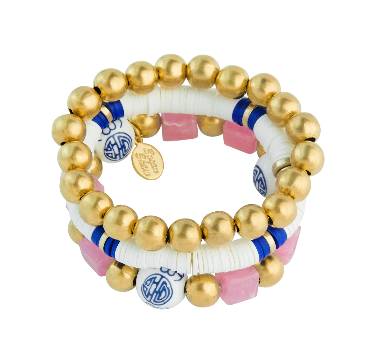 Pink, Blue & Gold Savannah Bracelet Stack