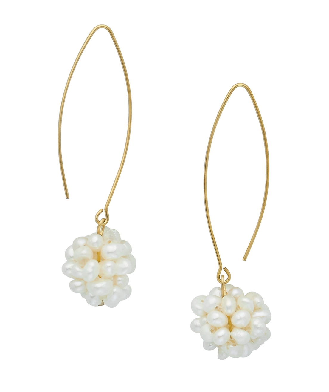 Gold Pearl Cluster Threader Earrings