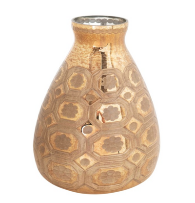 Etched Mercury Glass Vase, Gold Finish