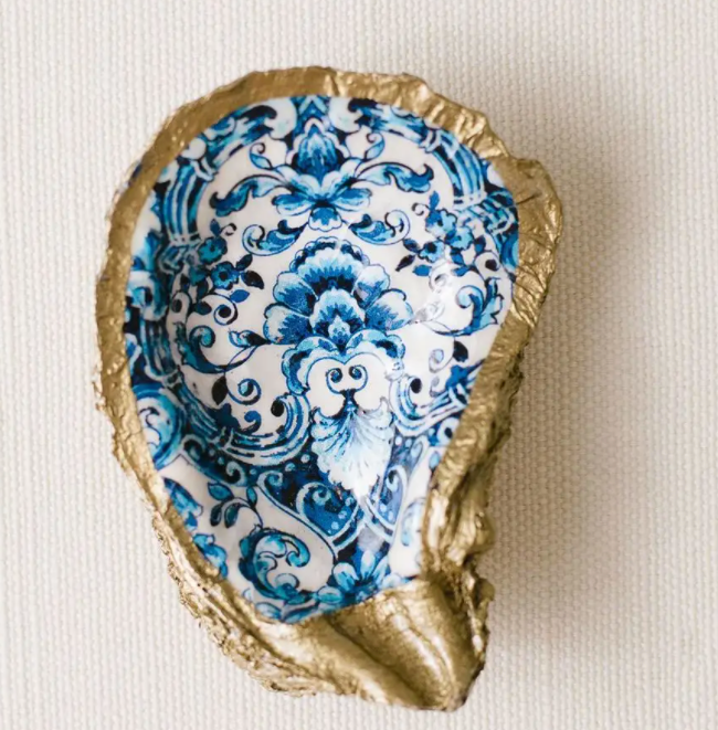 Grit and Grace Decoupage Oyster Ring Dish