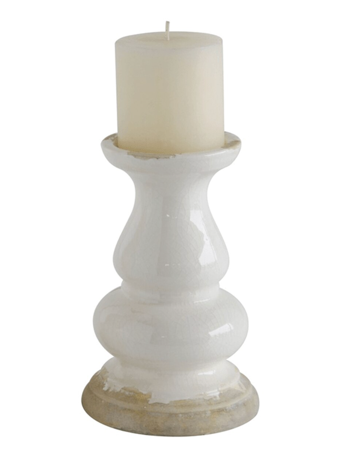 White Stoneware Candle Holder