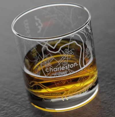 Charleston SC Map Rocks Whiskey Glass