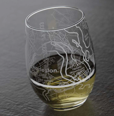 Charleston SC Map Wine Glass