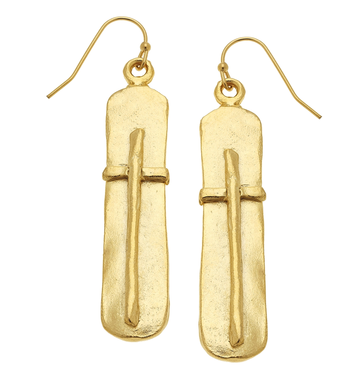 Gold Bar with Cross Earrings