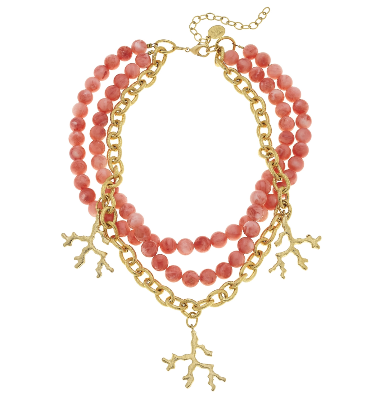 Gold Coral with Pink Coral Necklace