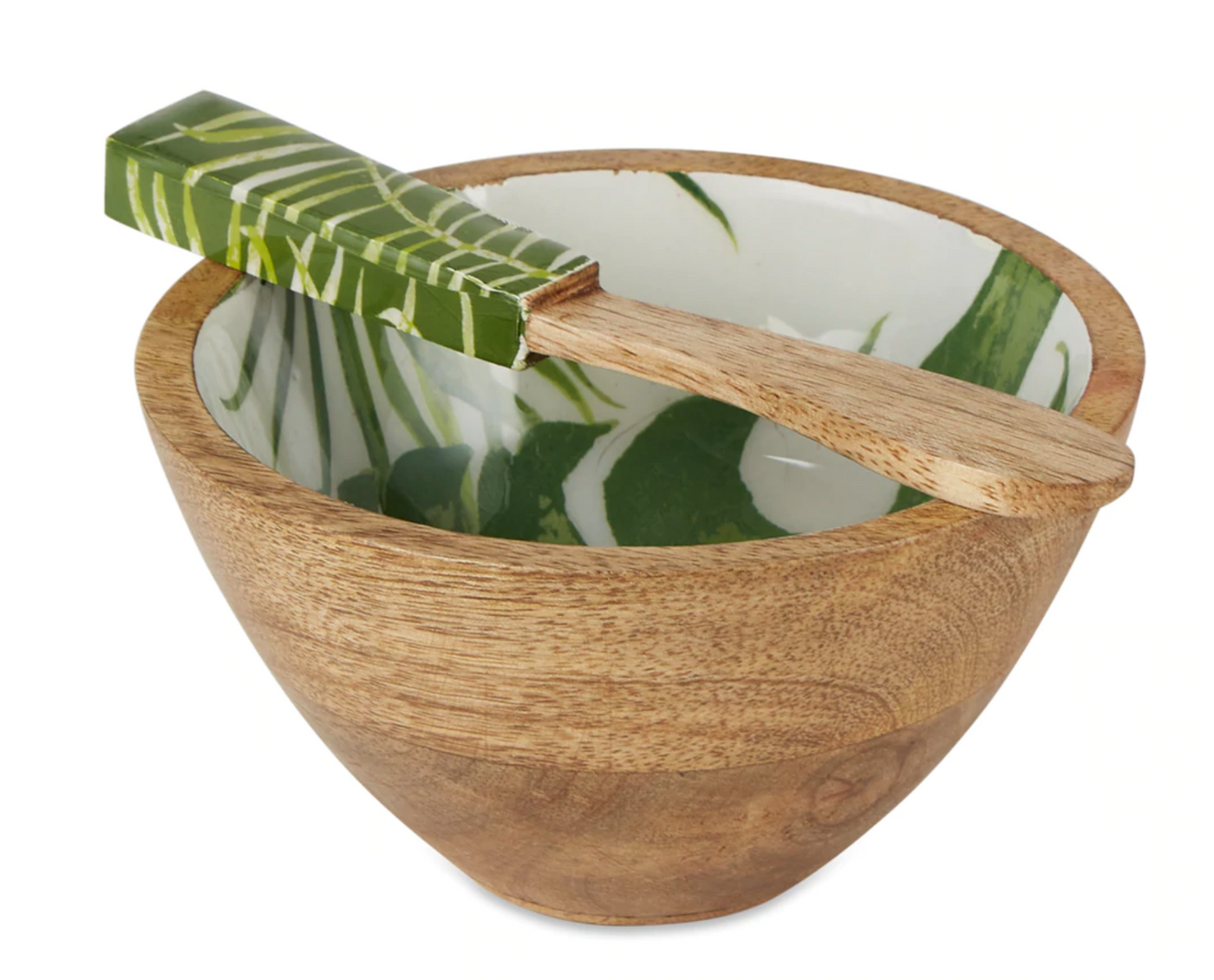 Palms Enamel Wood Bowl & Spreader Set