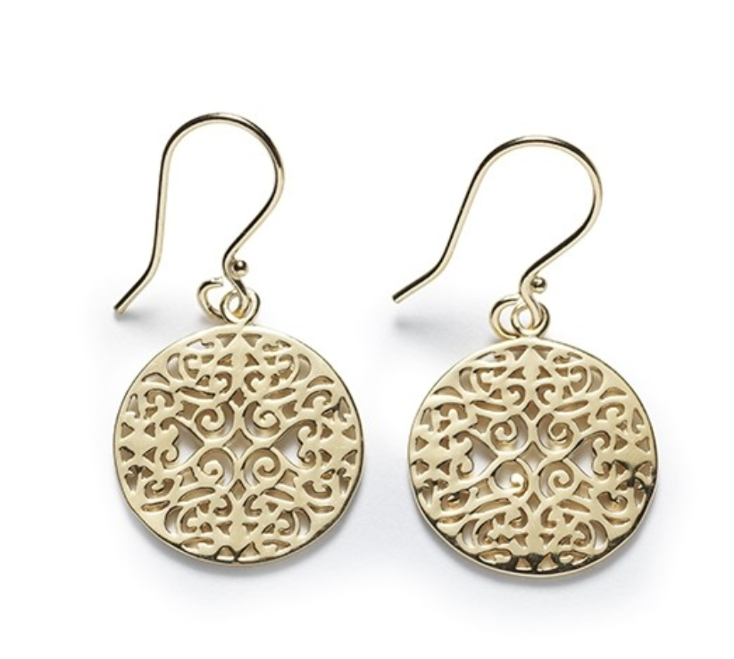 Southern Gates® Small Round Original Scroll Gold Plated Earrings