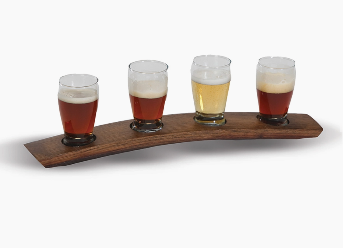 Beer Taster Flight Tray includes 4 Glasses