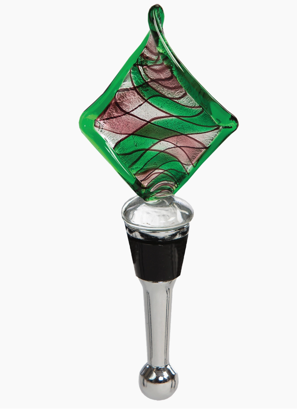 Contemporary Shape Handmade Blown Glass Bottle Stopper