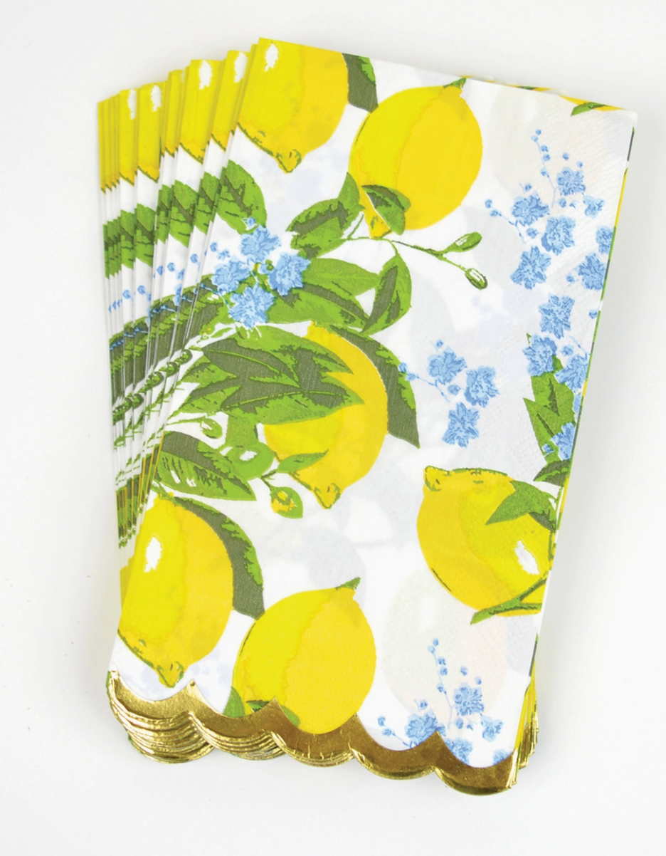 Lemon Floral Paper Guest Towels
