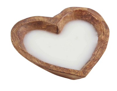 BCC 2-Wick Heart Bowl Candle, Brown/Natural or White