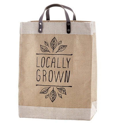 Burlap Shopping bag with Leather Handle