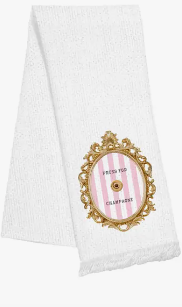 Press for Champagne - Fringe Linen Towel
