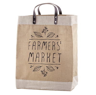 Farmers Market Bag with Leather Handle - Bubbles Gift Shoppe