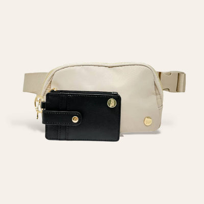 Natural Beige Belt Bag + Wallet Set