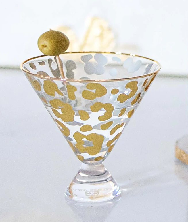 Gold Leopard Martini Glass