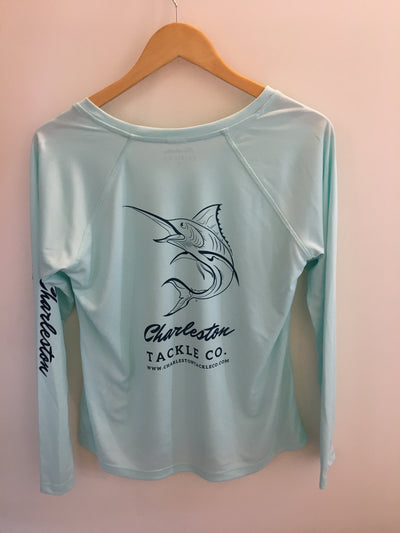 Charleston Tackle Co Long Sleeve PFG Fishing Shirt- Ladies-Vneck or Crew Neck
